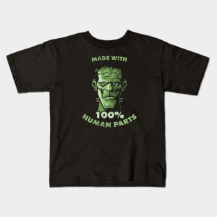 Made with 100% Human Parts Frankenstein Halloween Kids T-Shirt